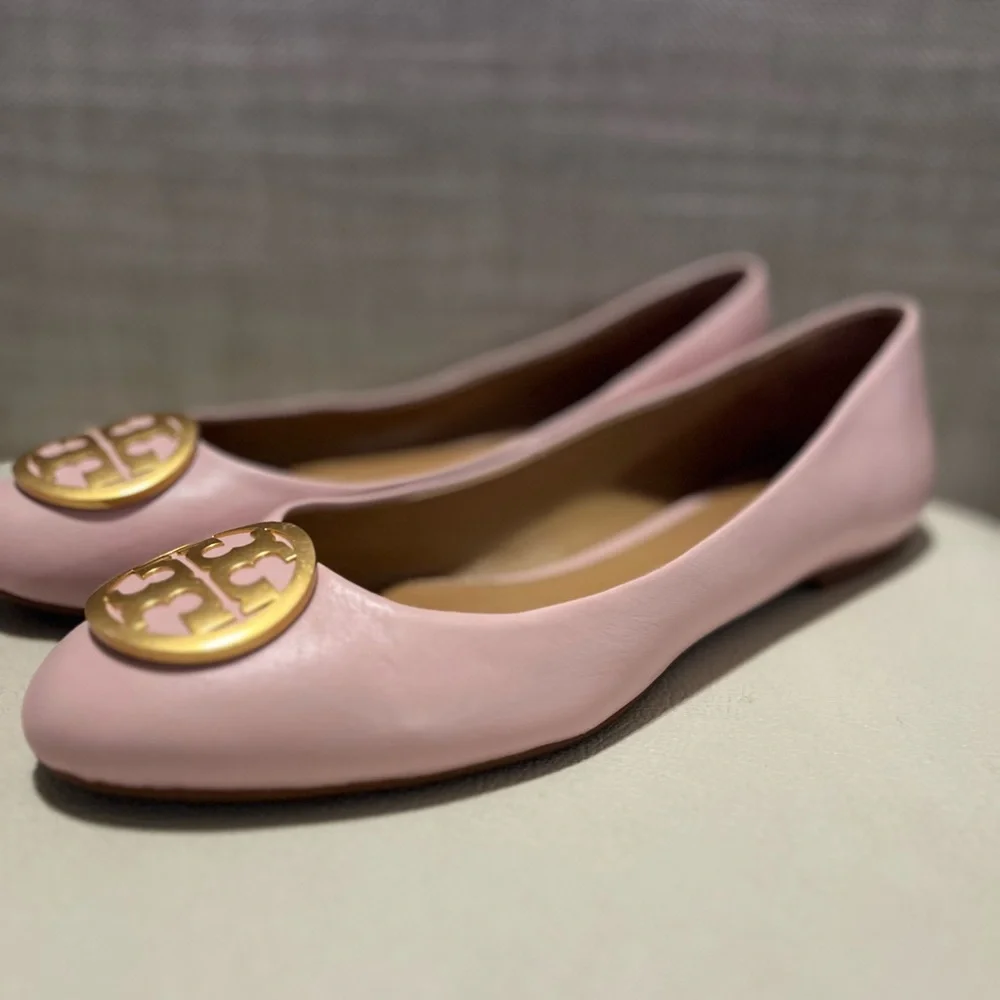 Tory Burch Benton Sea Shell Pink Ballet Flats Women’s Size 10